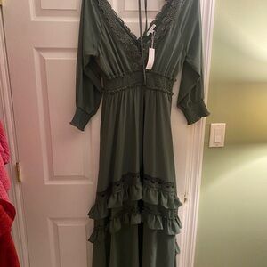 Baltic Born Pippa Ruffle Green Maxi Dress